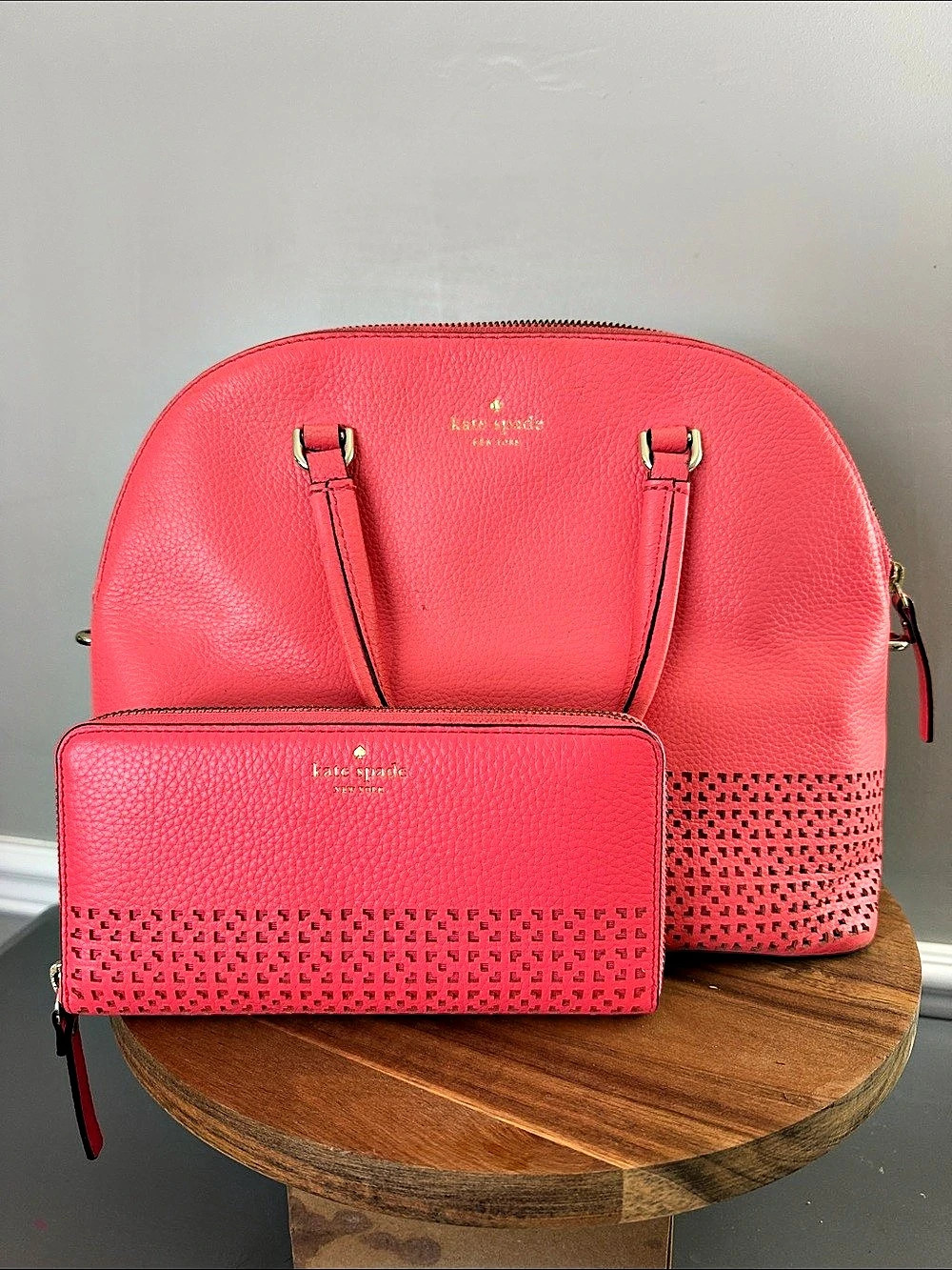 Coral Pink Kate Spade Wakefield Lane Carli Satchel and Matching Wallet
